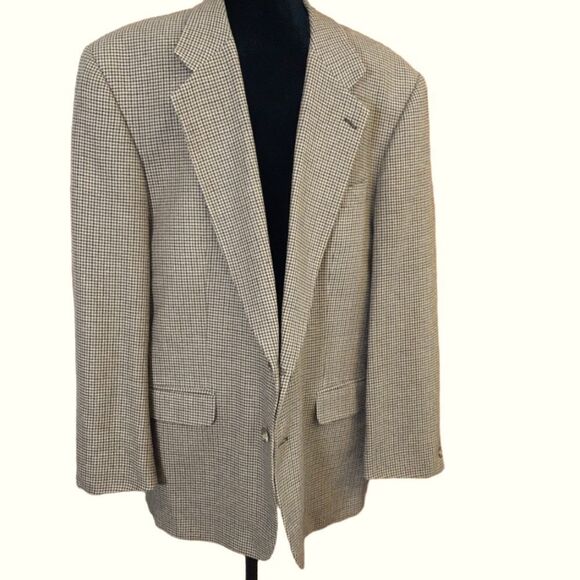MARK ALEXANDER Jacket Silk/Wool Subtle Checks Taupe Men's size 44 Regular‎ - Picture 2 of 12